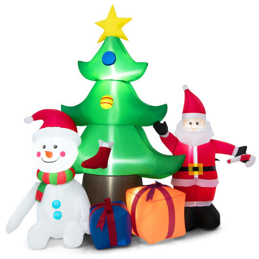 7.2 Feet Inflatable Lighted Christmas Decoration Tree with Santa Claus W2B