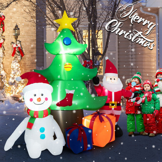 7.2 Feet Inflatable Lighted Christmas Decoration Tree with Santa Claus W2B