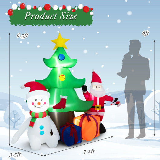 7.2 Feet Inflatable Lighted Christmas Decoration Tree with Santa Claus W2B