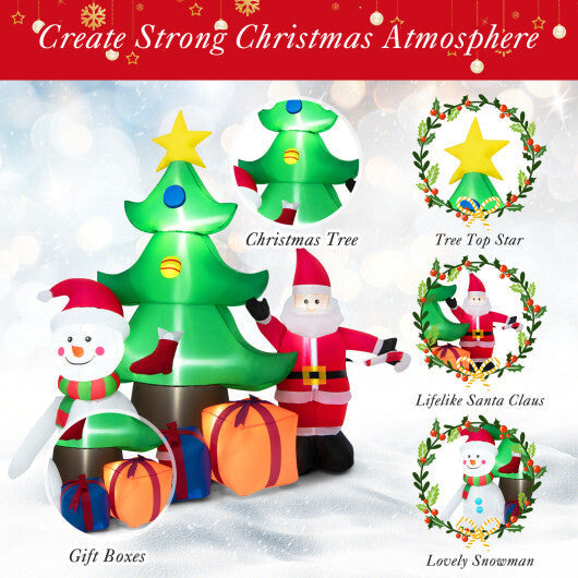 7.2 Feet Inflatable Lighted Christmas Decoration Tree with Santa Claus W2B