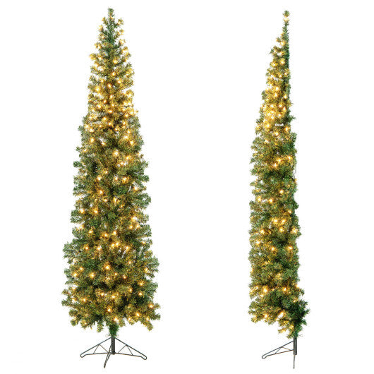 7 Feet Prelit Half-Shape Christmas Tree with 150 Lights W2B