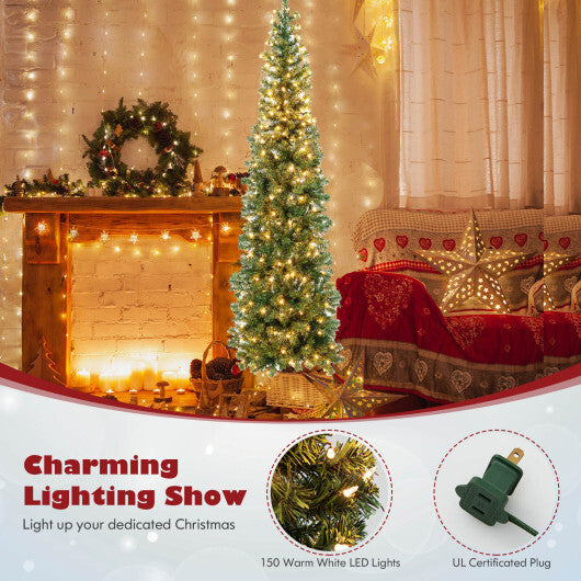 7 Feet Prelit Half-Shape Christmas Tree with 150 Lights W2B