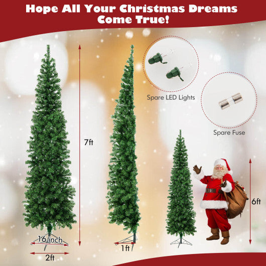 7 Feet Prelit Half-Shape Christmas Tree with 150 Lights W2B