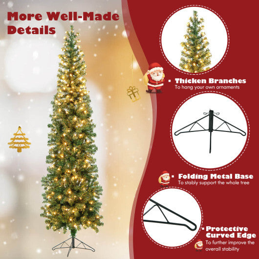 7 Feet Prelit Half-Shape Christmas Tree with 150 Lights W2B