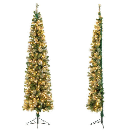 7 Feet Half Christmas Tree with Pine Needles and 150 Lights W2B