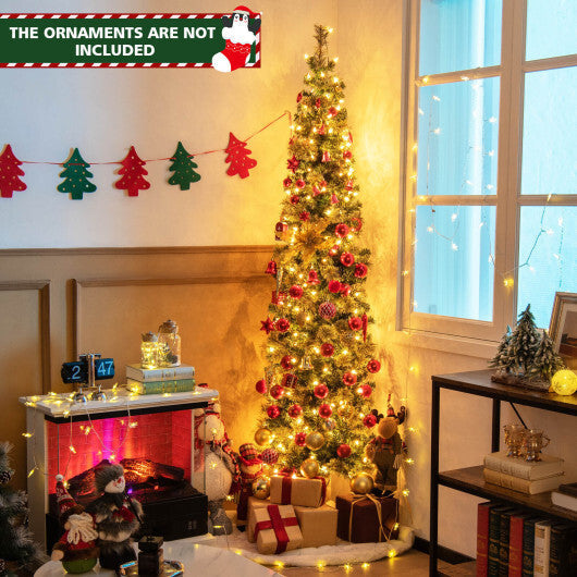 7 Feet Half Christmas Tree with Pine Needles and 150 Lights W2B