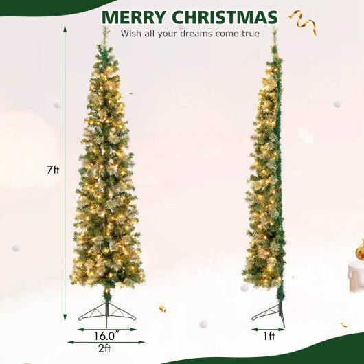 7 Feet Half Christmas Tree with Pine Needles and 150 Lights W2B