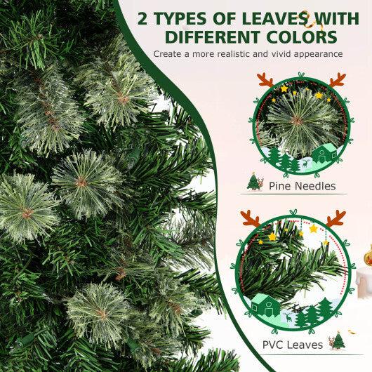 7 Feet Half Christmas Tree with Pine Needles and 150 Lights W2B