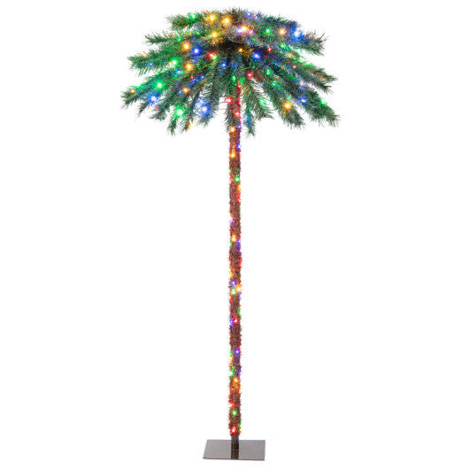 6 Feet Pre-Lit Artificial Tropical Christmas Palm Tree with 210 Multi-Color Lights W2B