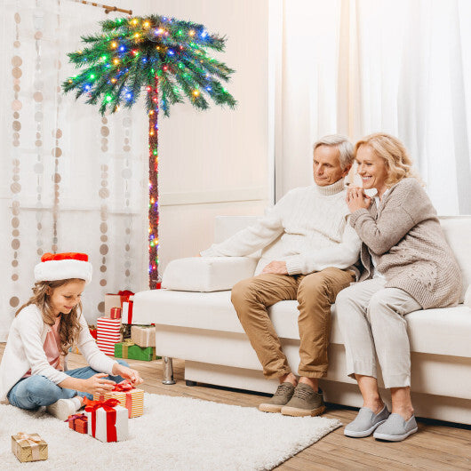 6 Feet Pre-Lit Artificial Tropical Christmas Palm Tree with 210 Multi-Color Lights W2B