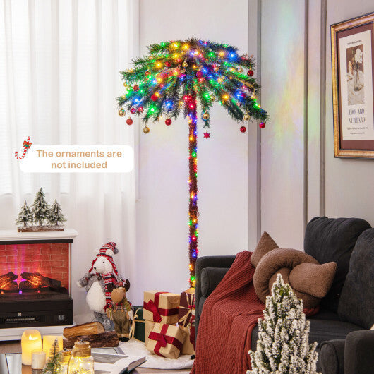 6 Feet Pre-Lit Artificial Tropical Christmas Palm Tree with 210 Multi-Color Lights W2B