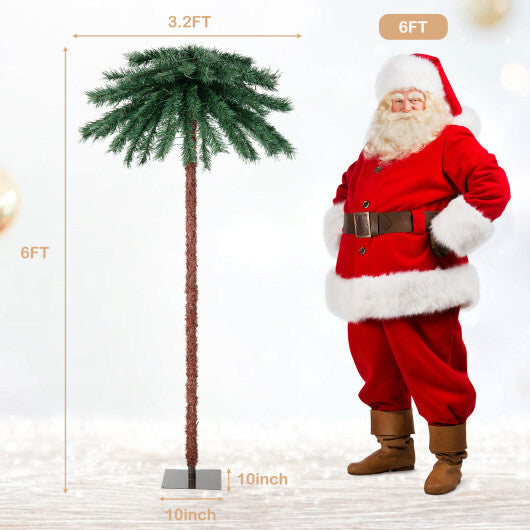 6 Feet Pre-Lit Artificial Tropical Christmas Palm Tree with 210 Multi-Color Lights W2B