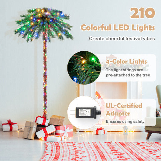 6 Feet Pre-Lit Artificial Tropical Christmas Palm Tree with 210 Multi-Color Lights W2B