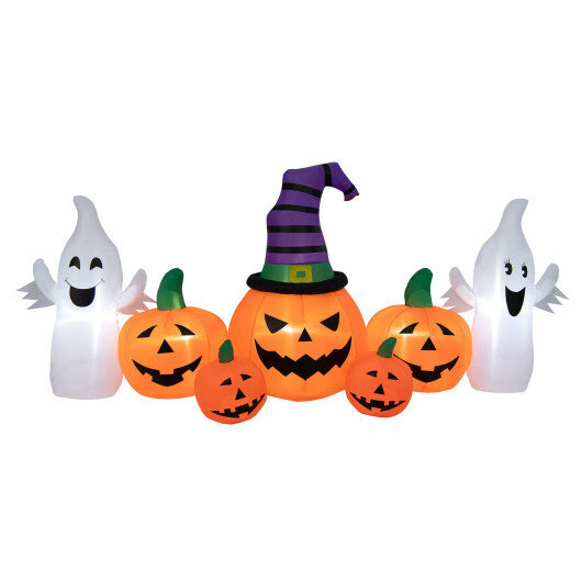 9 Feet Long Halloween Inflatable Pumpkins with 2 Ghosts W2B