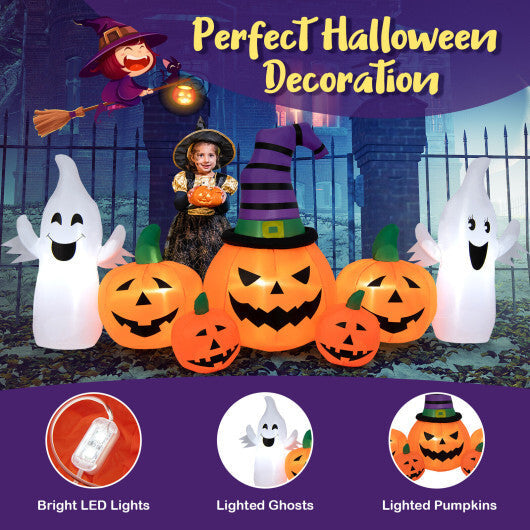 9 Feet Long Halloween Inflatable Pumpkins with 2 Ghosts W2B