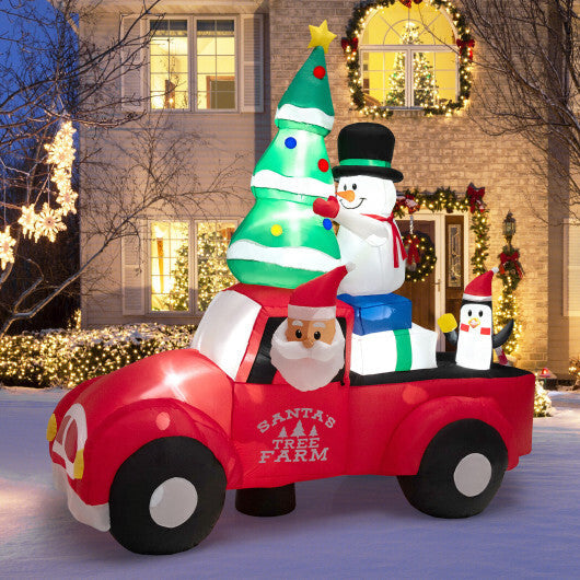 8 Feet Wide Inflatable Santa Claus Driving a Car with LED and Air Blower W2B
