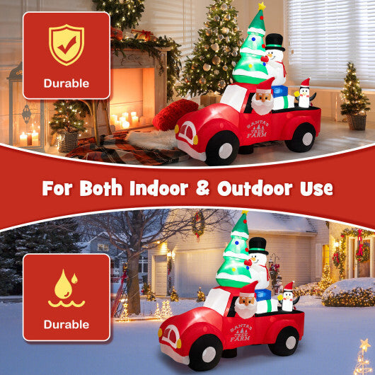 8 Feet Wide Inflatable Santa Claus Driving a Car with LED and Air Blower W2B