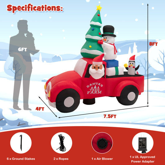 8 Feet Wide Inflatable Santa Claus Driving a Car with LED and Air Blower W2B