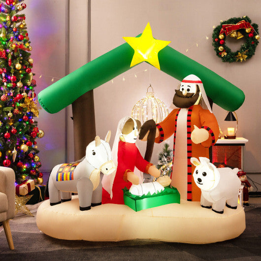 6.7 Feet Christmas Inflatable Nativity Scene with LED Lights - Color: Multicolor W2B