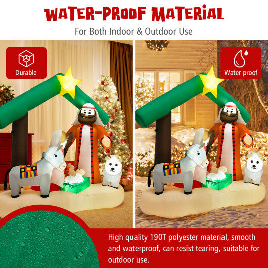 6.7 Feet Christmas Inflatable Nativity Scene with LED Lights - Color: Multicolor W2B