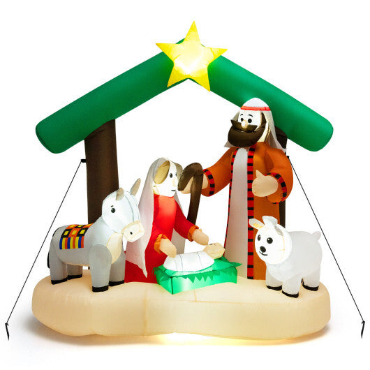 6.7 Feet Christmas Inflatable Nativity Scene with LED Lights W2B