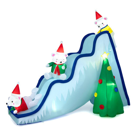 9 Feet Inflatable Polar Bear Slide Scene Decoration with LED Lights W2B