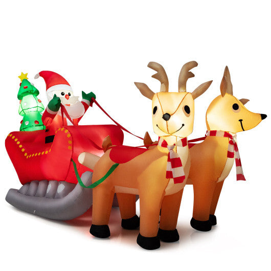7.2 Feet Long Christmas Inflatable Santa Rides Sled with LED Lights W2B