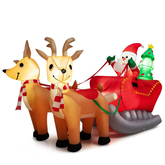 7.2 Feet Long Christmas Inflatable Santa Rides Sled with LED Lights W2B