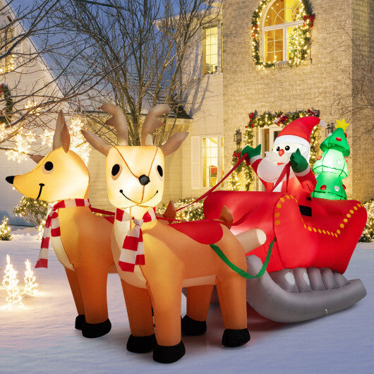7.2 Feet Long Christmas Inflatable Santa Rides Sled with LED Lights W2B