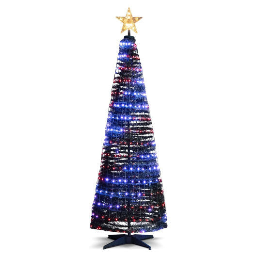 6.2 Feet Pop-up Lighted Christmas Tree with 282 RGB LED Lights-Green W2B