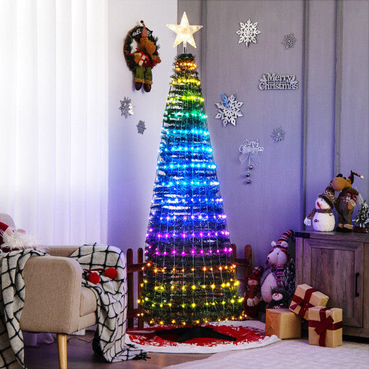 6.2 Feet Pop-up Lighted Christmas Tree with 282 RGB LED Lights-Green W2B