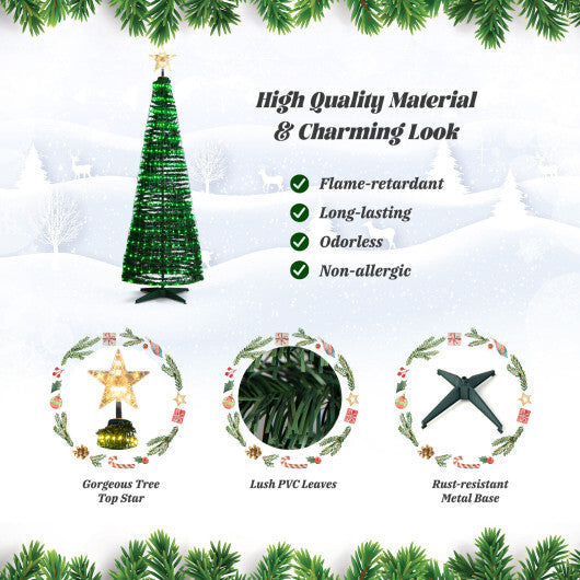 6.2 Feet Pop-up Lighted Christmas Tree with 282 RGB LED Lights-Green W2B