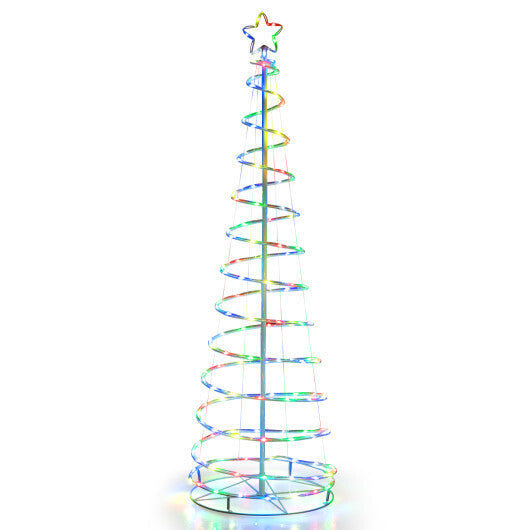 6 Feet Light Up Spiral Christmas Tree with Tree Top Star-White W2B