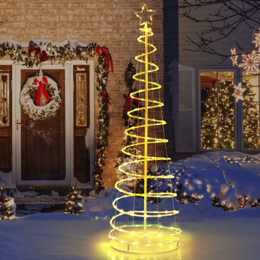 6 Feet Light Up Spiral Christmas Tree with Tree Top Star-White W2B