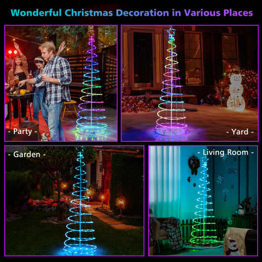 6 Feet Light Up Spiral Christmas Tree with Tree Top Star-White W2B