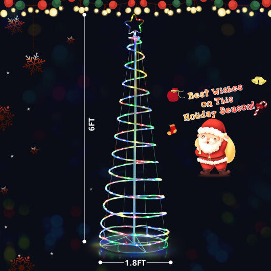 6 Feet Light Up Spiral Christmas Tree with Tree Top Star-White W2B
