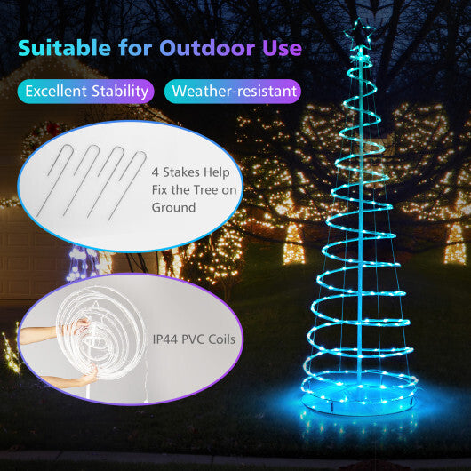 6 Feet Light Up Spiral Christmas Tree with Tree Top Star-White W2B