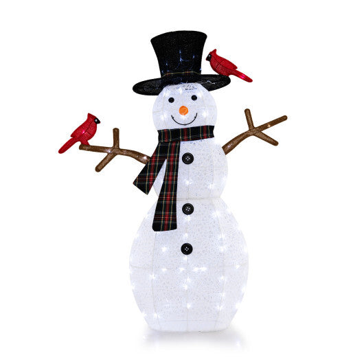 4.2 Feet Lighted Snowman and Redbirds Christmas Decoration W2B