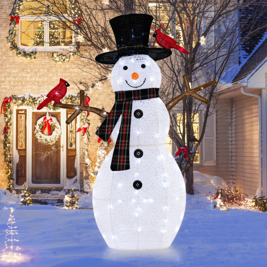 4.2 Feet Lighted Snowman and Redbirds Christmas Decoration W2B
