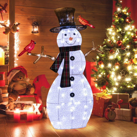 4.2 Feet Lighted Snowman and Redbirds Christmas Decoration W2B