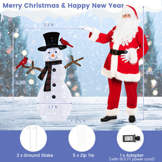 4.2 Feet Lighted Snowman and Redbirds Christmas Decoration W2B