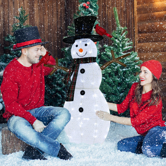 4.2 Feet Lighted Snowman and Redbirds Christmas Decoration W2B
