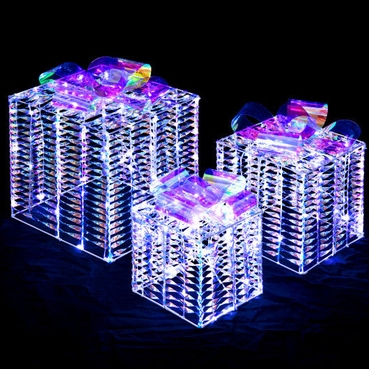 Set of 3 Iridescent Christmas Gift Box with Iridescent Bows W2B