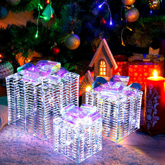 Set of 3 Iridescent Christmas Gift Box with Iridescent Bows W2B
