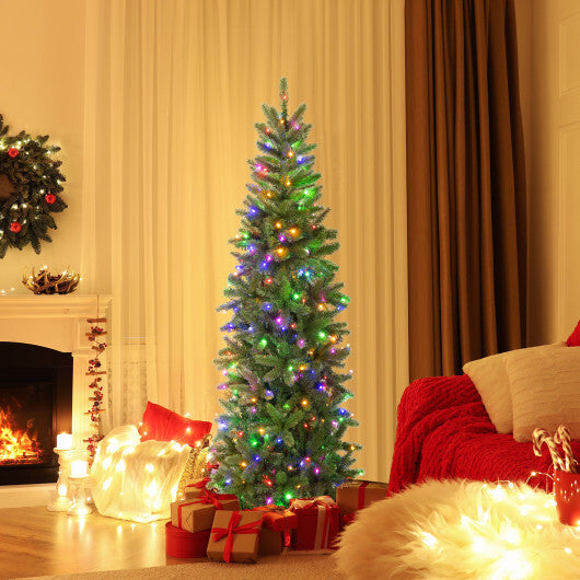 Pencil Christmas Tree with 180 Warm White and Multi-color LED Lights W2B