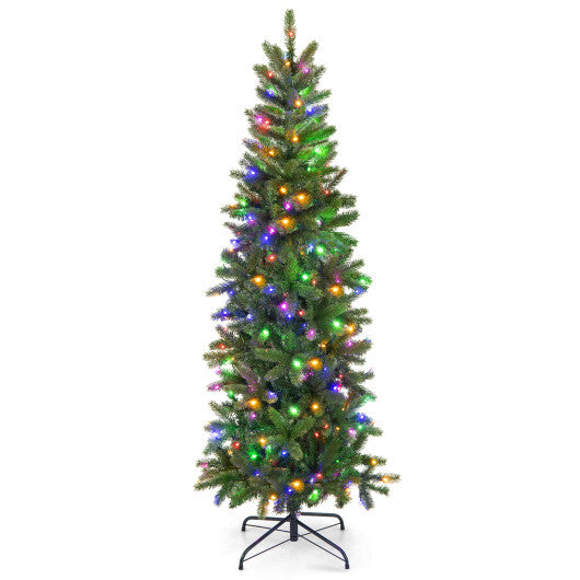 Pencil Christmas Tree with 180 Warm White and Multi-color LED Lights W2B