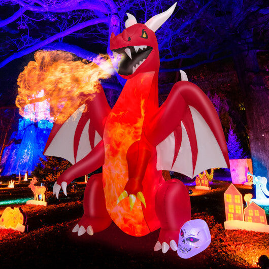 8 Feet Halloween Inflatables Blow-up Red Dragon with Wings Skull W2B