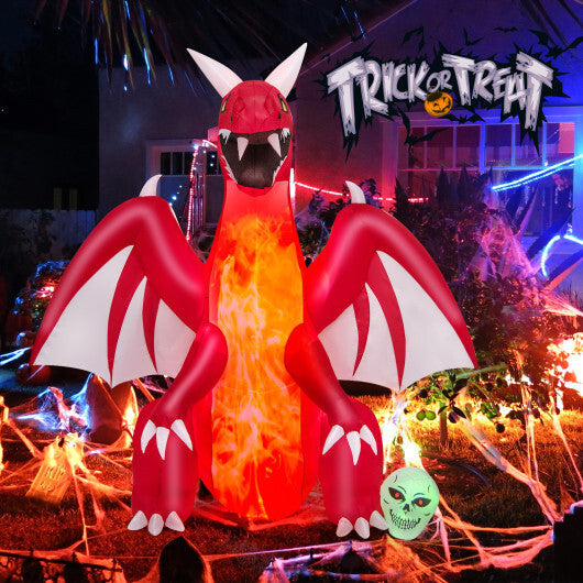 8 Feet Halloween Inflatables Blow-up Red Dragon with Wings Skull W2B