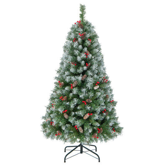 Hinged Christmas Tree with 450 PVC Branch Tips and 200 Warm White LED Lights-6.5 ft