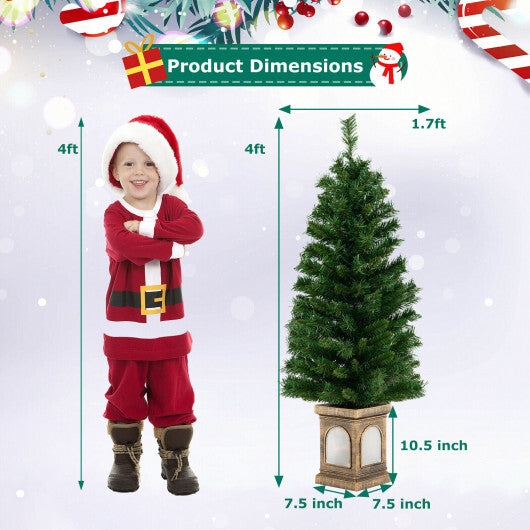 4 Feet Pre-Lit Potted Christmas Tree W2B